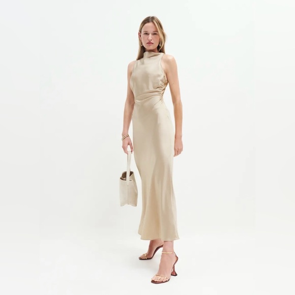Reformation Casette Silk Dress | Sand - Picture 1 of 5